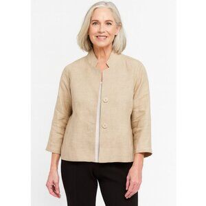 Eileen Fisher Mandarin Collar Linen Blend Jacket Size PP EUC